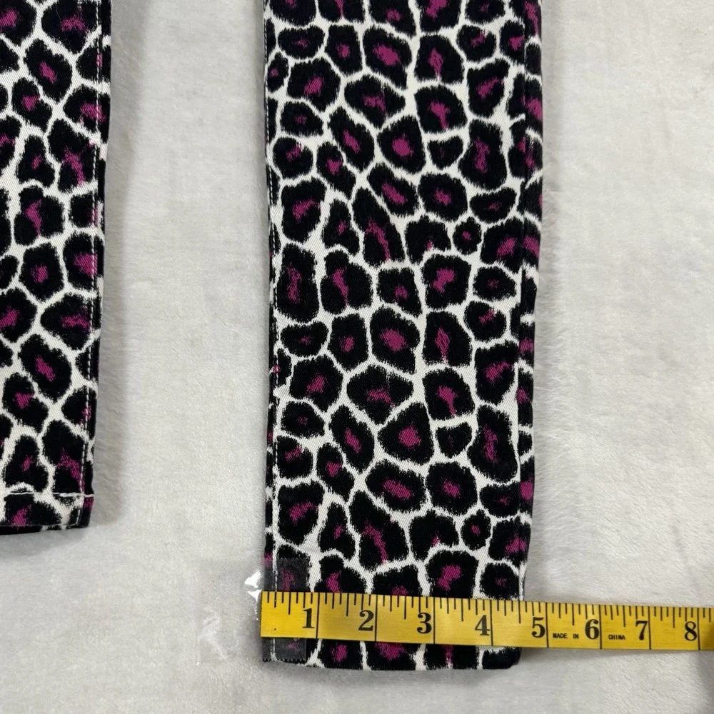 Michael Kors Leopard Print Skinny‎ Jeans Size 0 Pink & Black White Gold Mob Wife